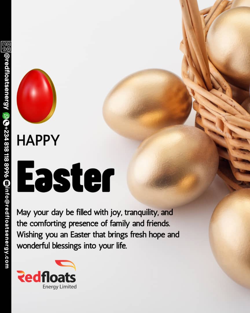 RedFloatsEnergy's tweet photo. 💃Happy Easter from Redfloats Energy🙏

May this season bring renewal, hope, and sustainable energy to your life 🌸💚

Wishing you a season filled with happiness and good company.  May your days be filled with warmth and laughter.

#redfloatsenergy #solarpower #easter https://t.co/PoJvtEcoM2