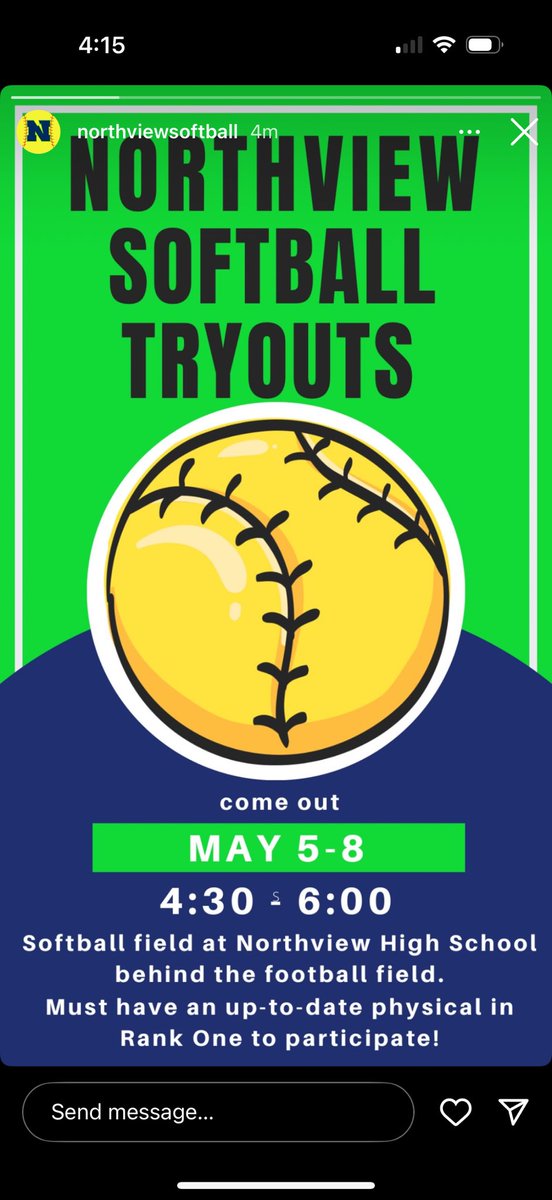 Those interesting in Softball, tryouts are coming up! <a href="/NHSTitanSB/">Northview Softball</a> <a href="/NorthviewTitans/">Northview High School</a>