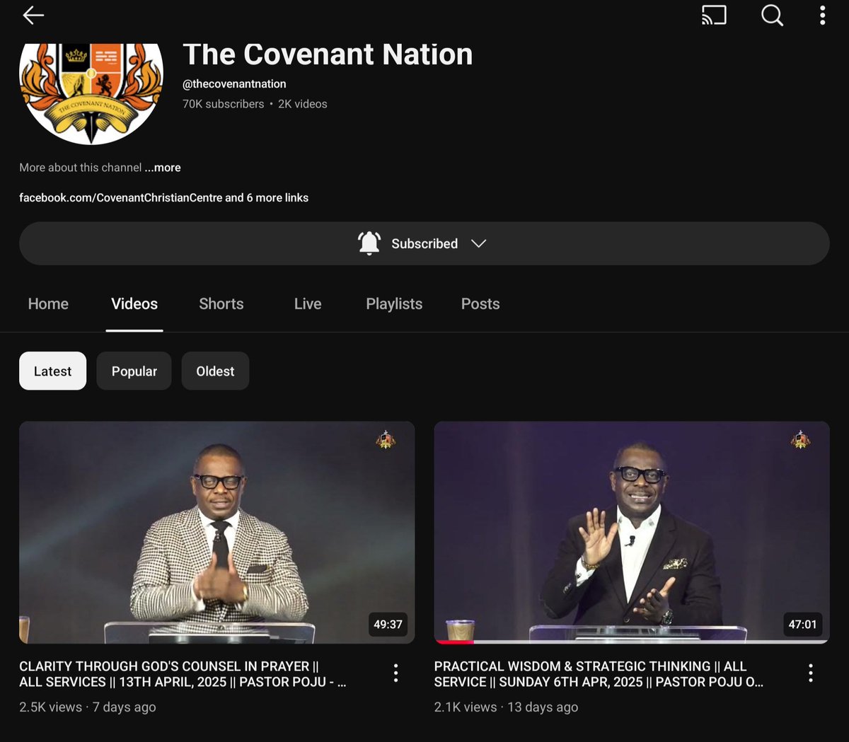 OKenku's tweet photo. @CovenantCCentre pls could you have videos truly arranged according to the dates of the service? It's difficult to find videos (looking for this Sunday service video) and it wasn't like this years ago. We appreciate y'all 💕💕💕 https://t.co/TBtPGaUw4g