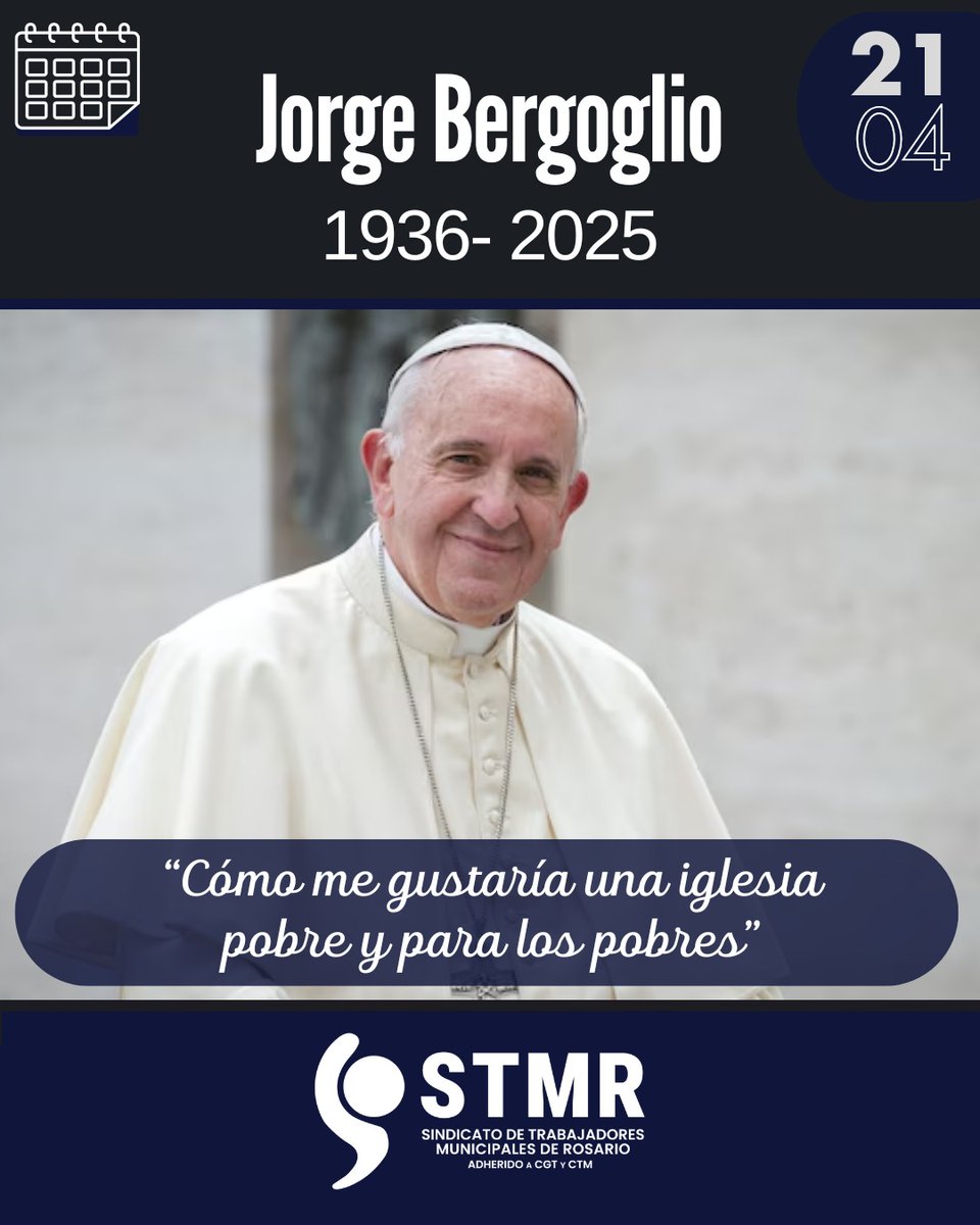 MunicipalesR's tweet photo. ▫️Con profundo  pesar despedimos al Papa Francisco,  un líder espiritual que transformó con su ejemplo, su palabra y su profunda humanidad.
Su legado dejó huella por su cercanía con los pueblos, su lucha incansable por la equidad social y en contra de las guerras.
@RatnerAntonio https://t.co/6gE1Xryqfu