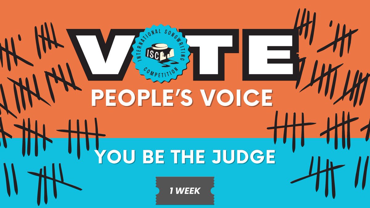 Only ONE WEEK left to vote for your favorite finalist! Who's it going to be? Help us crown the winner—your vote matters!

Cast your vote now at tinyurl.com/5d45h3nx

#isc24 #peoplesvoice #songwriter #singersongwriter #vote #youpickthewinner
#songwriting #music #vote
