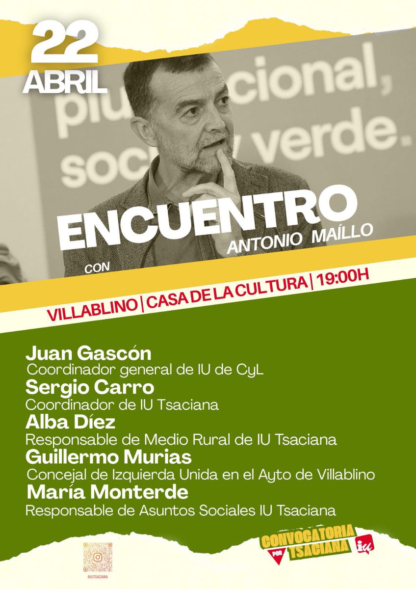 🏃‍♂️Mañana nos vemos en Villablino, una tierra de gente luchadora. 

Un encuentro abierto para hablar de democracia, medio rural y futuro.