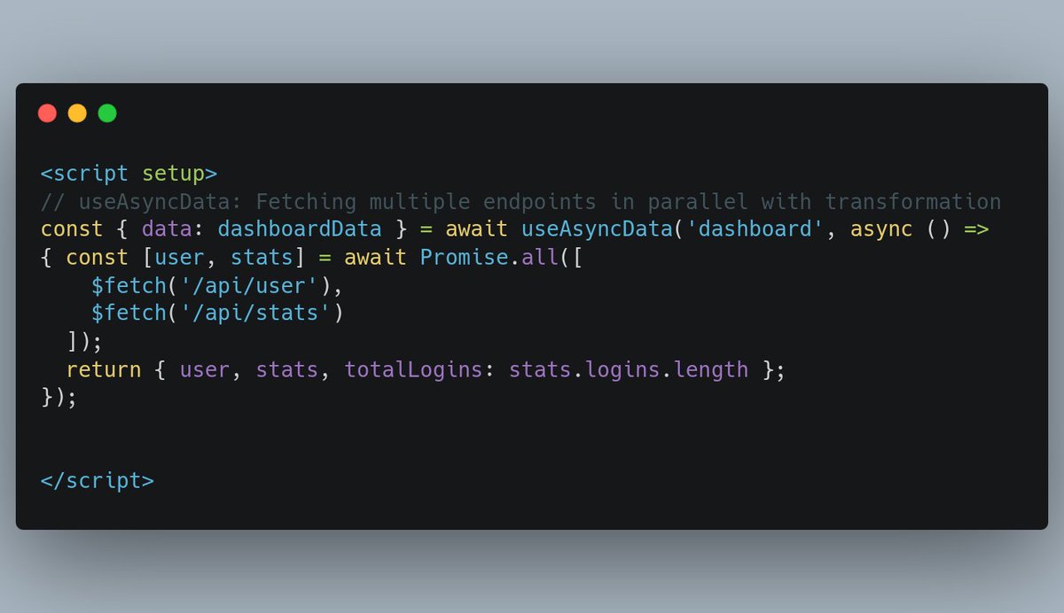 domthegeek's tweet image. Confused about @nuxt_js data fetching? 🤔 check slides
#datafetching #nuxt #usefetch #fetch #vuejs