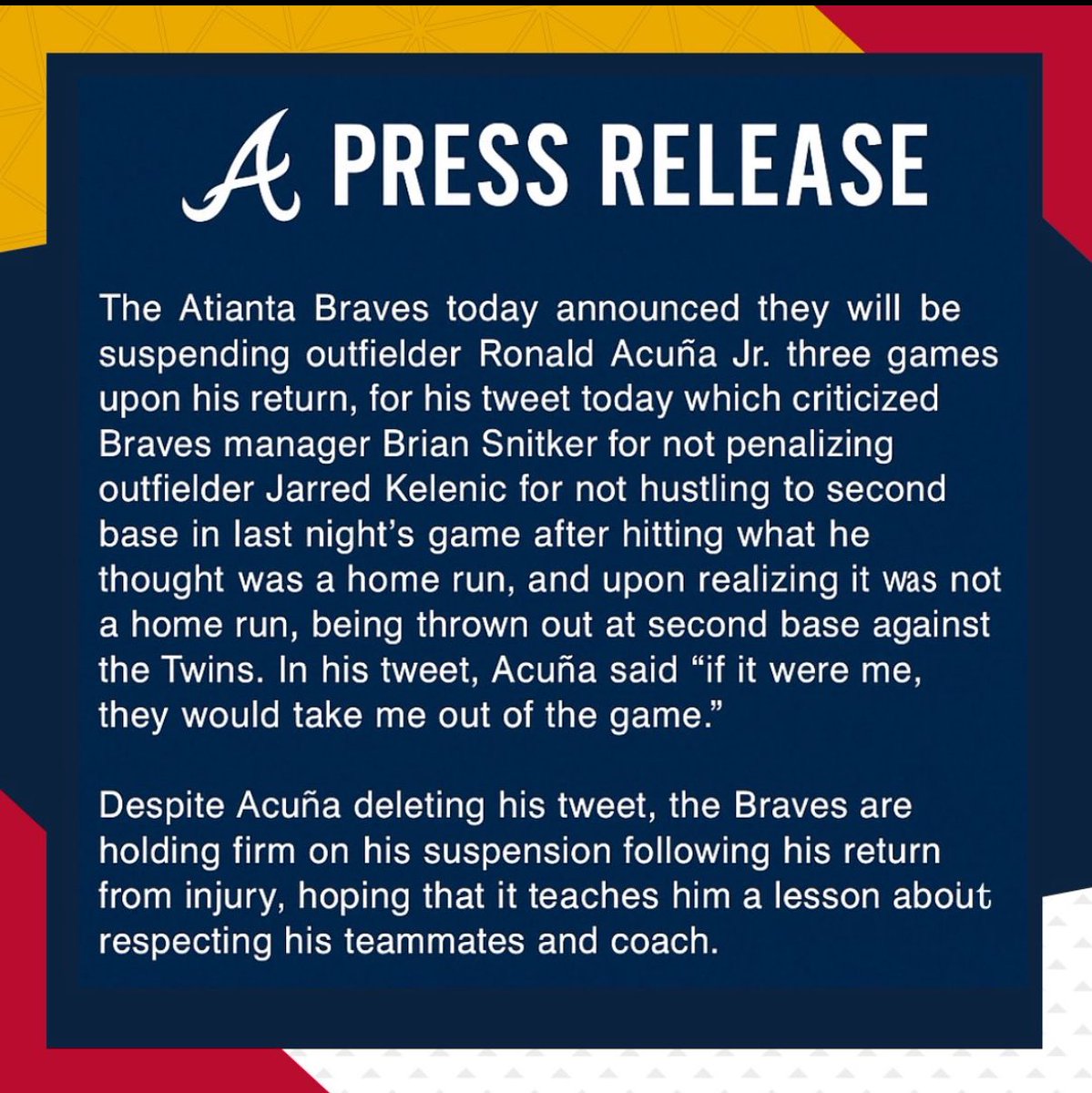 We can help w this:
@phillies get Ronald Acuña and <a href="/BlooperBraves/">Blooper</a> (the latter will be designated for assignment)
@braves get Jordan Romano and a player to be named later. 
We are season ticket holders and thus authorized agents (probably), so let us know 
#mlb <a href="/ronaldacunajr24/">Ronald Acuña Jr.</a>