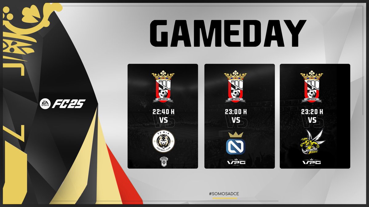 ADCeuta Esports (@adceutaesports) on Twitter photo #MATCHDAY | 21/4/25 📆
Volvemos del parón con muchas ganas 💪
🏆 <a href="/PLGeFootBall/">PLG efootball</a>
🆚 <a href="/FC90min/">90min FC</a>
⏰ 22:40
🏆 <a href="/VPG_Spain/">Virtual Pro Gaming España</a>
🆚 <a href="/NexumEC/">NexumEC</a>
⏰ 23:00
🏆 <a href="/VPG_Spain/">Virtual Pro Gaming España</a>
🆚 <a href="/WeewKlas/">Weewklas eSports | Clubes Pro</a>
⏰ 23:20
#SomosADCE
<a href="/ADCeuta_FC/">AD CEUTA FC</a>
<a href="/ADCeutaEsports/">ADCeuta Esports</a> #MATCHDAY | 21/4/25 📆
Volvemos del parón con muchas ganas 💪
🏆 <a href="/PLGeFootBall/">PLG efootball</a>
🆚 <a href="/FC90min/">90min FC</a>
⏰ 22:40
🏆 <a href="/VPG_Spain/">Virtual Pro Gaming España</a>
🆚 <a href="/NexumEC/">NexumEC</a>
⏰ 23:00
🏆 <a href="/VPG_Spain/">Virtual Pro Gaming España</a>
🆚 <a href="/WeewKlas/">Weewklas eSports | Clubes Pro</a>
⏰ 23:20
#SomosADCE
<a href="/ADCeuta_FC/">AD CEUTA FC</a>
<a href="/ADCeutaEsports/">ADCeuta Esports</a>