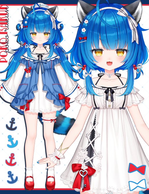 I worked on the new outfit for our silly raccoon @pokorakun !! yessir !! ⛵️❤️💙 