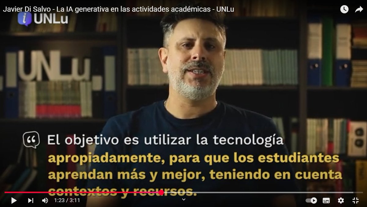 Hablando de la IA generativa en las actividades académicas - UNLu youtube.com/watch?v=GuY_cp…