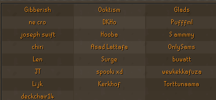 MOST ACTIVE
MOST FEARED

<a href="/Hexis/">Hexis</a> CC ban list on full display. Check your spies!

Luckily, there's a skilling clan open to everyone!

discord.gg/skilling