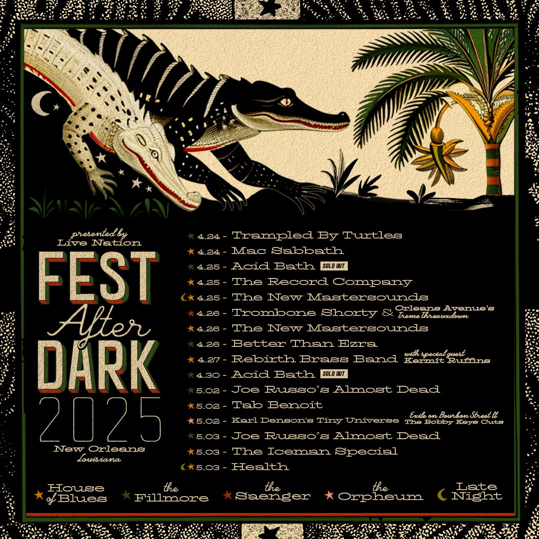 Got a stacked week ahead! 3 epic shows + Weekend 1 of #FestAfterDark2025! 💥🎶🎸

🎫 For tix, upgrades &amp; venue info, head to livemu.sc/3DWtxry