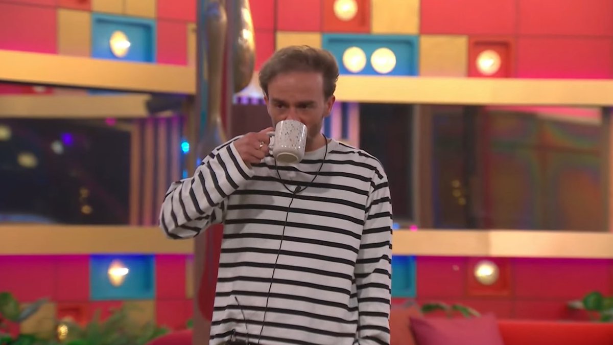 kerrya11en's tweet photo. Our nonchalant tea-drinking king survives another day #cbbuk https://t.co/Jk4M7E1ISG