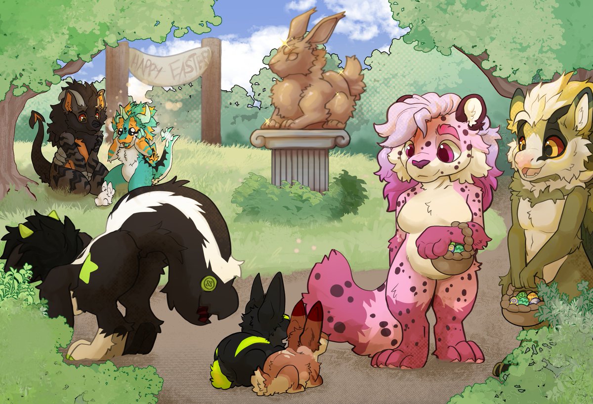 Skullying007's tweet photo. Laaaate Happy Easter but here is the finished YCH 🐣
Was fun to draw so many diffrent characters and especially two designs i made ❤️ Always makes me happy to see my babys Again https://t.co/4aVOxWZZav