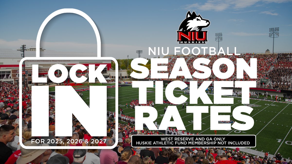 Buy 2025 <a href="/NIU_Football/">NIU Football</a> season tickets by June 30th to "Lock In" the season ticket pricing for 2026 and 2027 and watch the Huskies ascend to the Mountain West! 

More Information: bit.ly/4lHCLc8
Buy Tickets Now: NIUHuskies.com/tickets