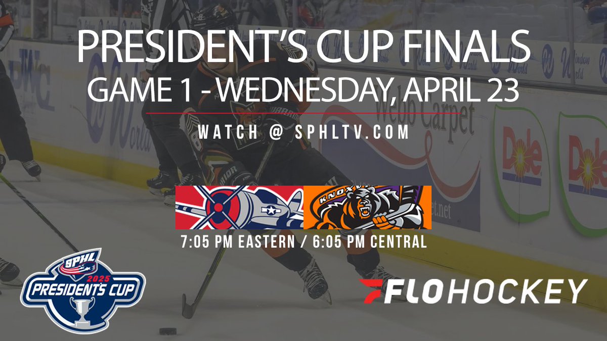 SPHL (@sphl) on Twitter photo It's the <a href="/evvthunderbolts/">Evansville Thunderbolts Hockey</a> and the <a href="/icebears/">Knoxville Ice Bears</a> in Game 1 of the President's Cup Finals.
Catch all of the action at sphltv.com, powered by <a href="/FloHockey/">FloHockey</a>. It's the <a href="/evvthunderbolts/">Evansville Thunderbolts Hockey</a> and the <a href="/icebears/">Knoxville Ice Bears</a> in Game 1 of the President's Cup Finals.
Catch all of the action at sphltv.com, powered by <a href="/FloHockey/">FloHockey</a>.