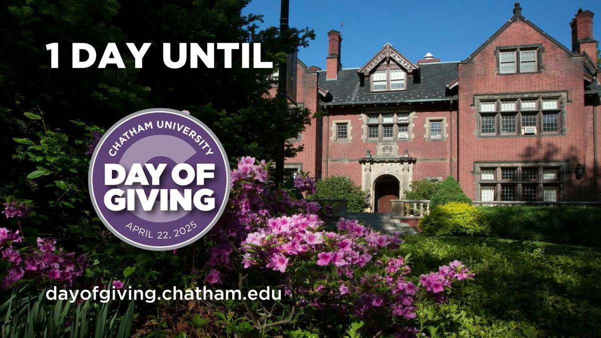 Tomorrow is not only Earth Day, but also Chatham's 9th annual Day of Giving!
For 24 hours, we’re rallying support for the people, places, and programs that make Chatham thrive.💜 

Click the link to learn more and give back:
🔗 chatham.edu/dayofgiving