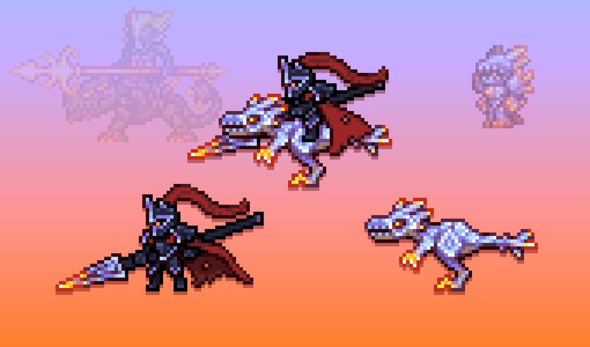 Dragon armor based enemy to replace the Drakomire Rider
#Terraria #pixelart