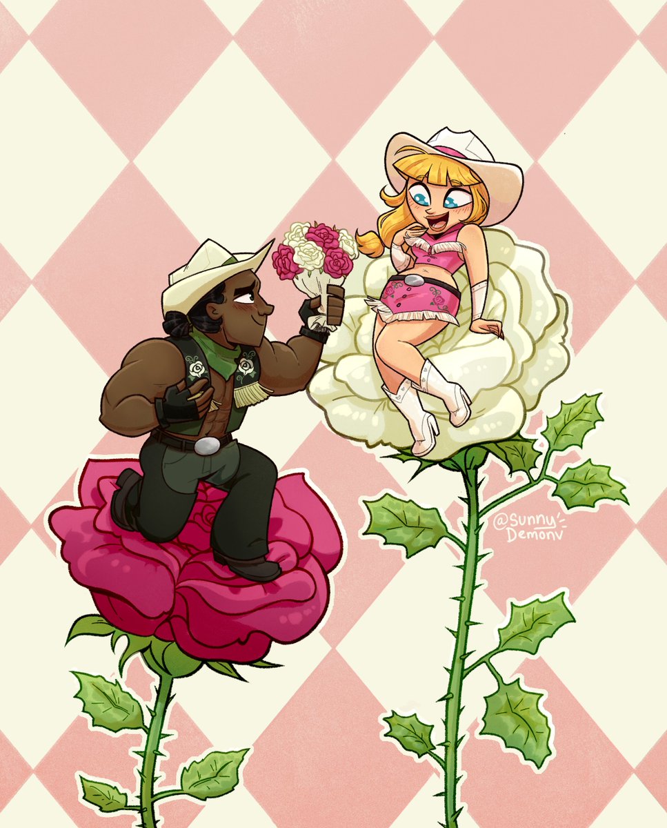Chibi commission para Kitty, AMO LA IDEA DE LAS ROSAS A JUEGO 
🌹🩷🤠

#disventurecamp