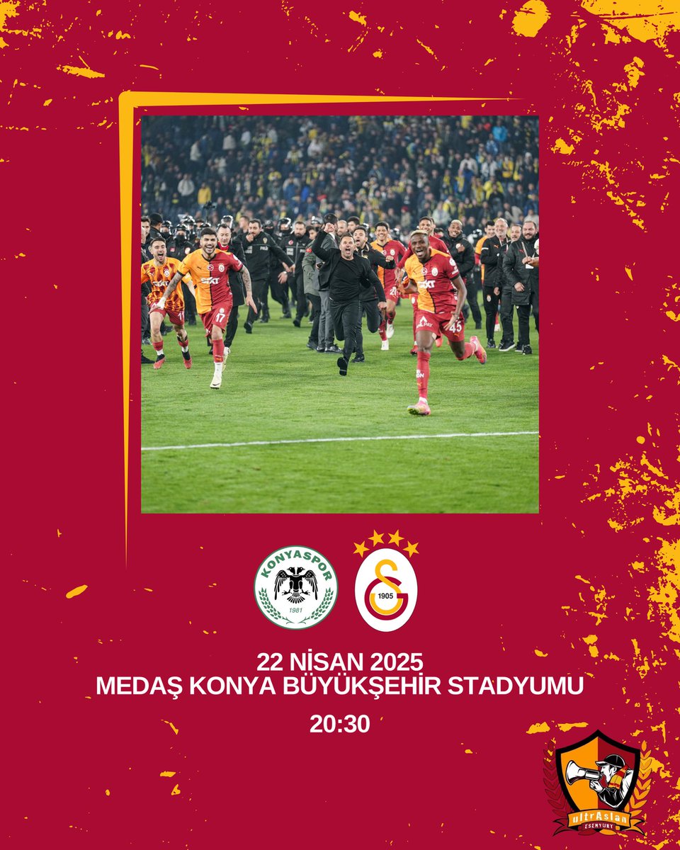 #BugünGünlerdenGALATASARAY 💪

🏆 Ziraat Türkiye Kupası
🗓️ Yarı Final
⚽ Konyaspor
📆 22.04.2025
⏰ 20.30
🏟️ Konya Büyükşehir Stadyumu
📲 #KONVGS
