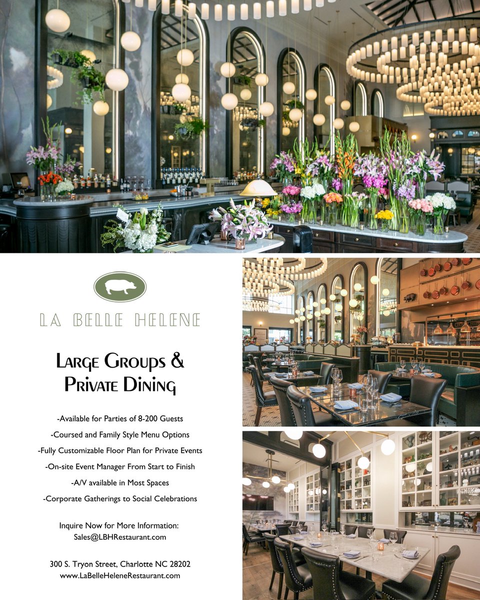 Book your private events &amp; celebratory dinner with us ✨🍽️
#LaBelleHelene #UptownCharlotte