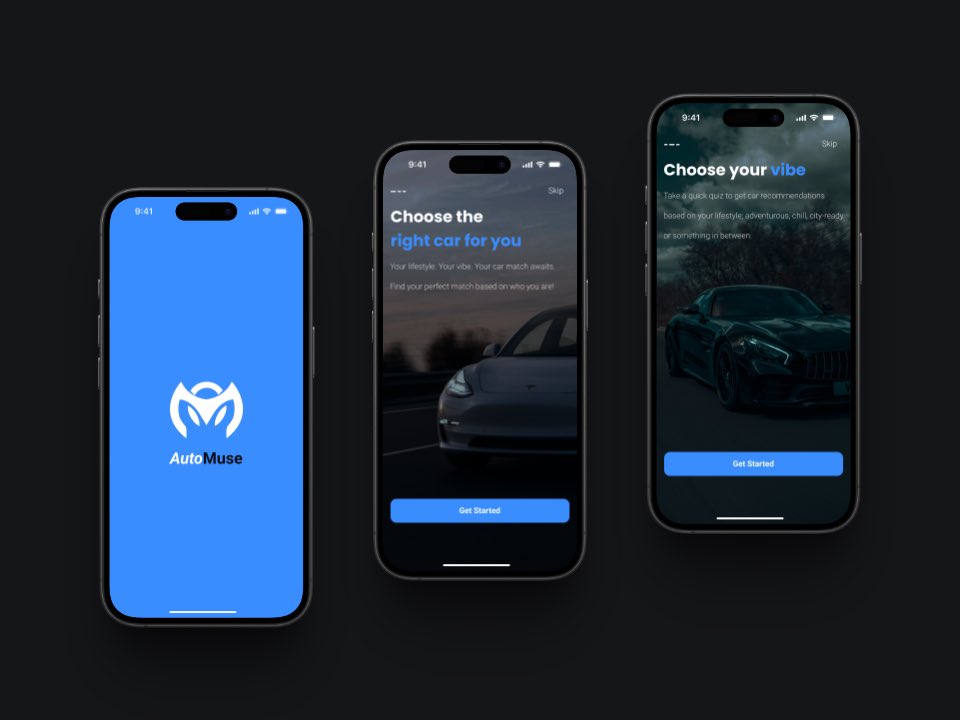 theyomidavid's tweet image. ☀️Day 1 of the #DesignInProgress challenge 

I Designed these splash and onboarding screens for AutoMuse🚘; a mobile app for Buying and Renting cars.

Designed the logo on Adobe illustrator

What do you think? 🤔
#DIP01