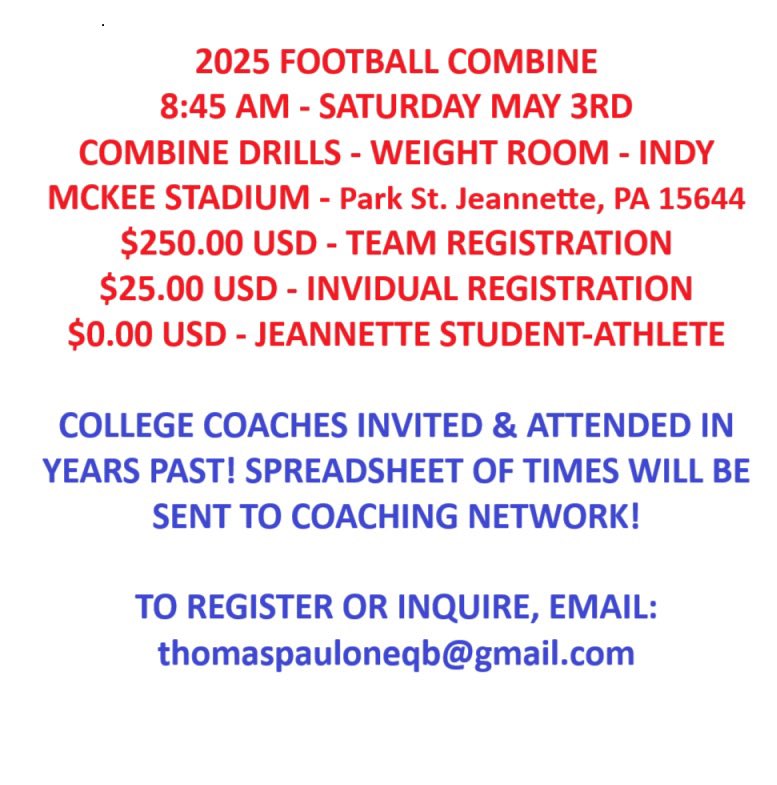 2025 Combine - Saturday May 3rd @ 8:45am