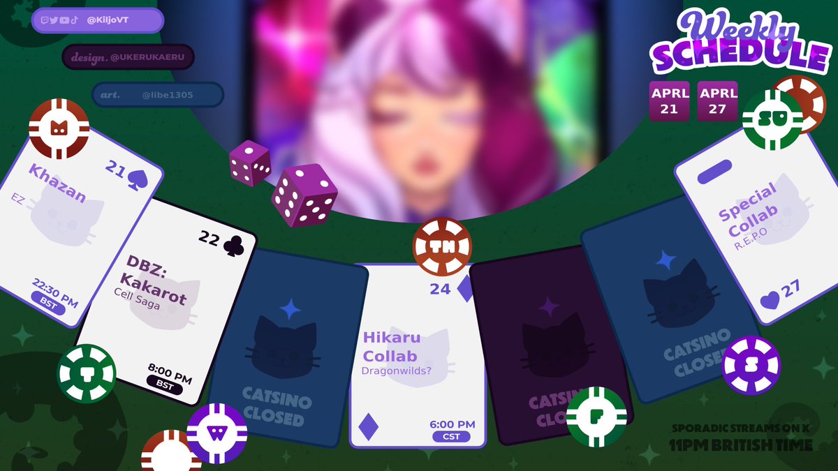 KiljoVT's tweet photo. 🐈⬛🎲New Week, New Schedule 🐈⬛🎲
Lot's of fun this week!
🔴: https://t.co/I7If3XmT0u
🟣: https://t.co/QHuIekdAo2
#vtuber #vtuberen #kiljolive https://t.co/RvVWuZpvj4
