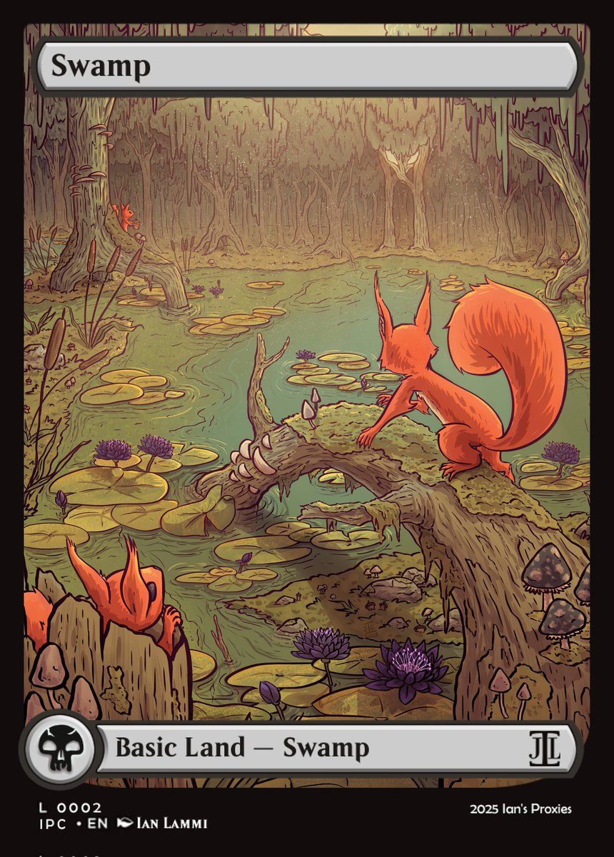 artful_thinking's tweet photo. I created a custom MTG swamp land —where squirrels scout and secrets bloom. I hope you enjoy this cozy, curious twist on a classic basic land card.

#MTG #MagicTheGathering #MTGArt #CustomMTG #Swamp #ArtistOnTwitter #MagicFanArt #FantasyArt #SquirrelSquad https://t.co/HSzE2nqWlD