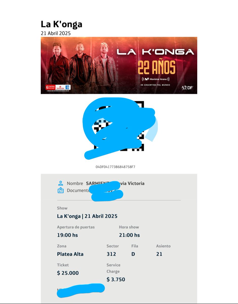 MelAgrelo's tweet photo. Vendo entrada la conga platea alta 
Lo mismo que la pague 
#movistararena #lakonga
#entradamovistararena https://t.co/b0wKJxyAk9
