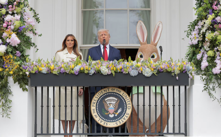 "Trump paid tribute to the late Pope, appearing on the balcony with a giant rabbit" - BBC News

We are where we are