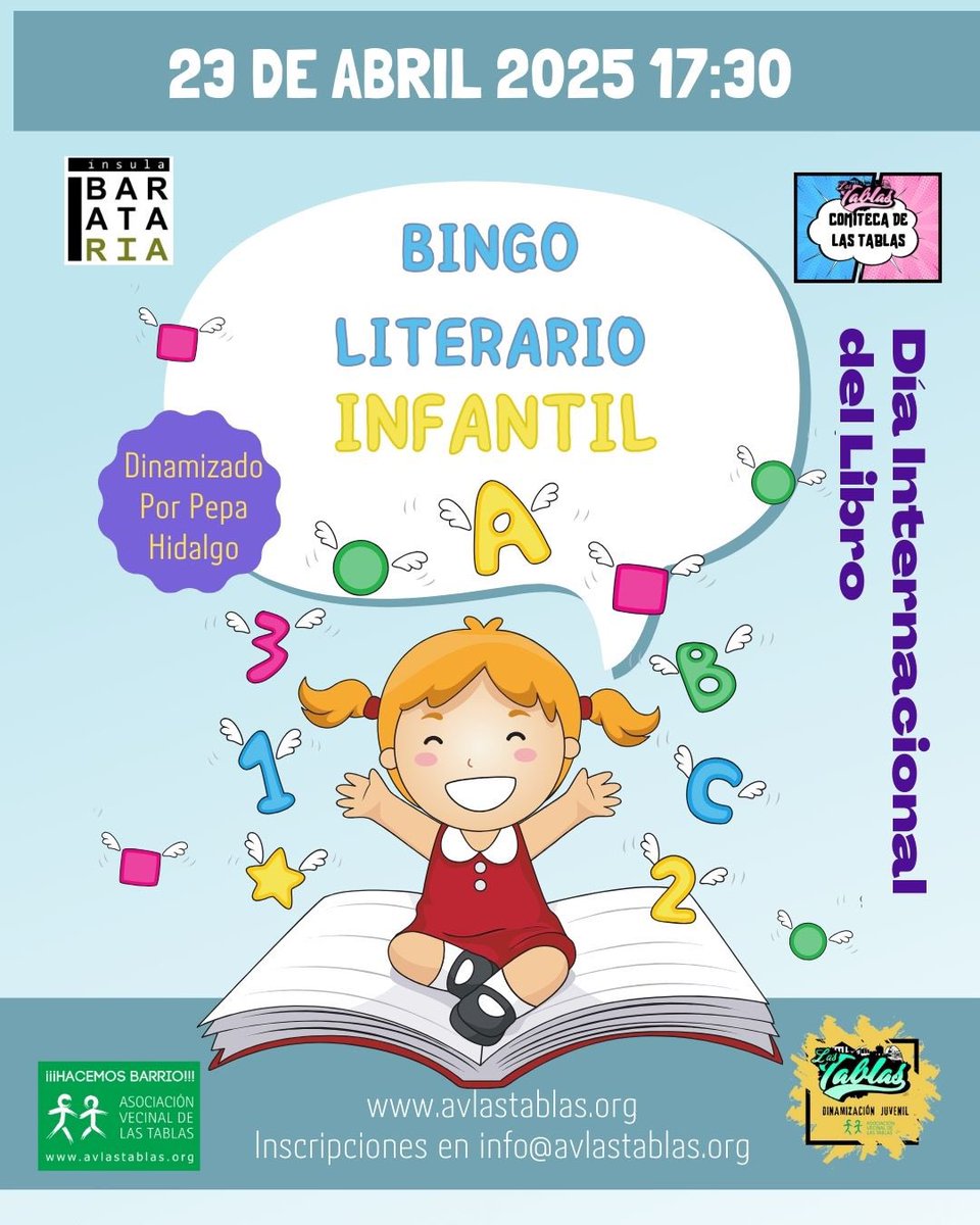 AvLasTablas's tweet image. 23 de Abril, día internacional del Libro. Ven a las actividades que tiene preparada la asociación. Hasta completar aforo. @FRAVM
