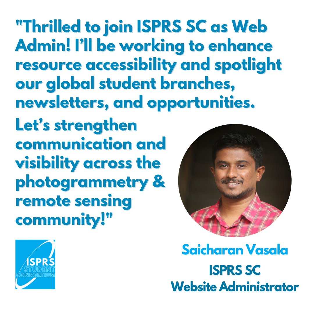 📢 Big news from the ISPRS Student Consortium!🎉 We’re thrilled to welcome our new Board of Directors:

✍️📰 Efthymios Georgiou – Newsletter Editor-in-Chief 

💻🌐 Saicharan Vasala – Website Administrator 

🚀🙌 Excited for all the great things ahead with them in the team!
