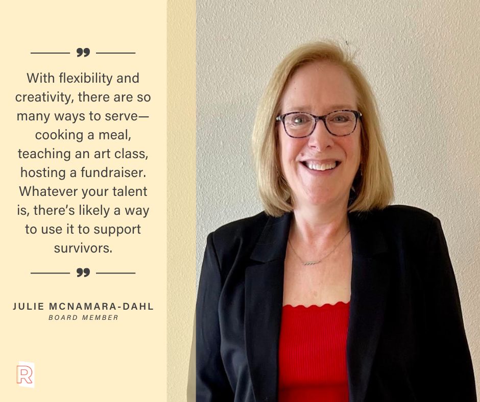 🌊 Volunteers Make Waves! Meet Julie McNamara-Dahl—former REST staffer turned board member. 

Her one word for volunteering? Relationships. 💜

Thank you, Julie, for showing how simply showing up can change lives.

📖 Read more: tinyurl.com/mrybn5xe

#NVW2025