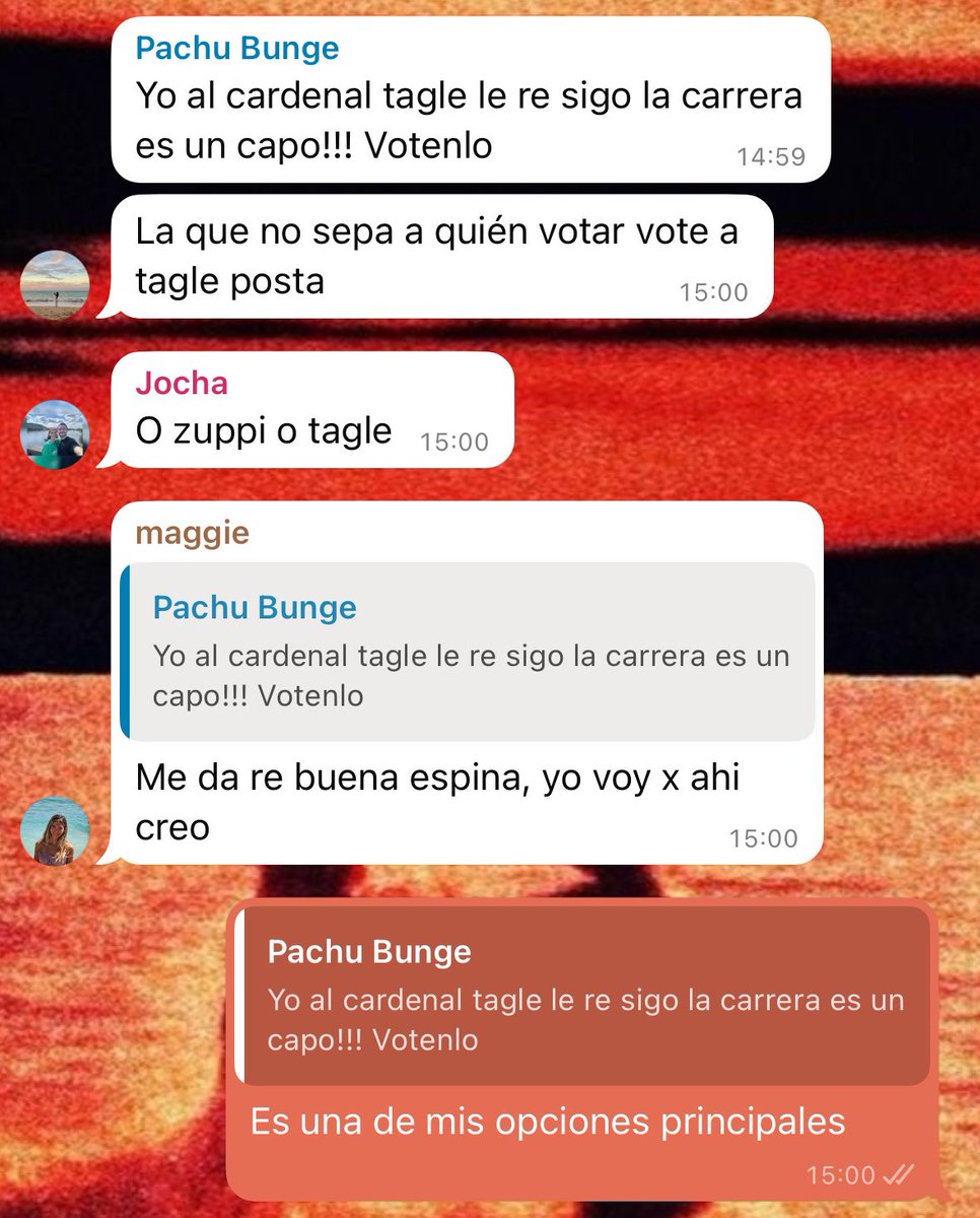 Le hicimos una joda a una amiga de que hay que votar al siguiente Papa