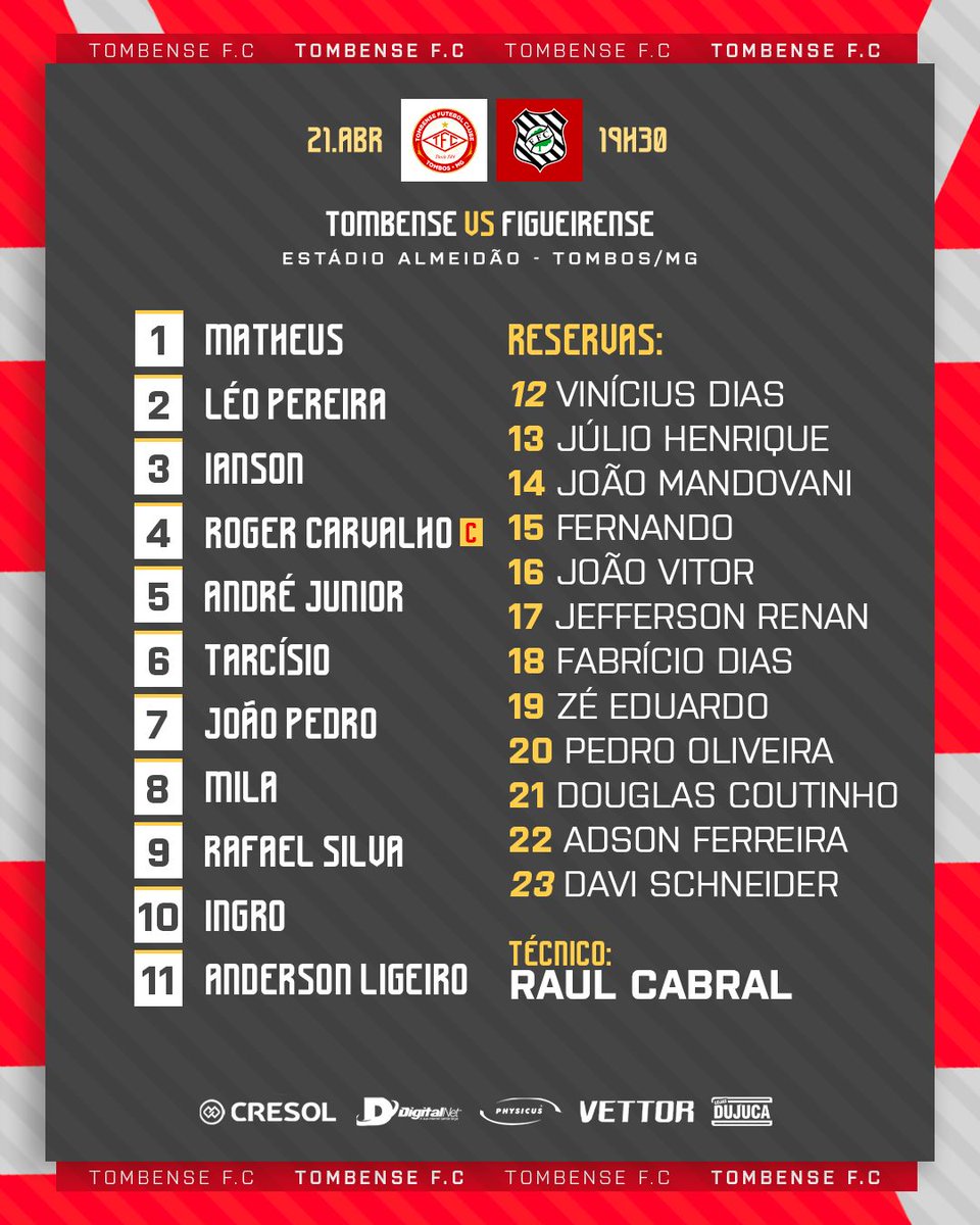 luisfborgesb_'s tweet photo. Tombense escalado para enfrentar o Figueirense pela Série C #trge https://t.co/dSjykZELzq