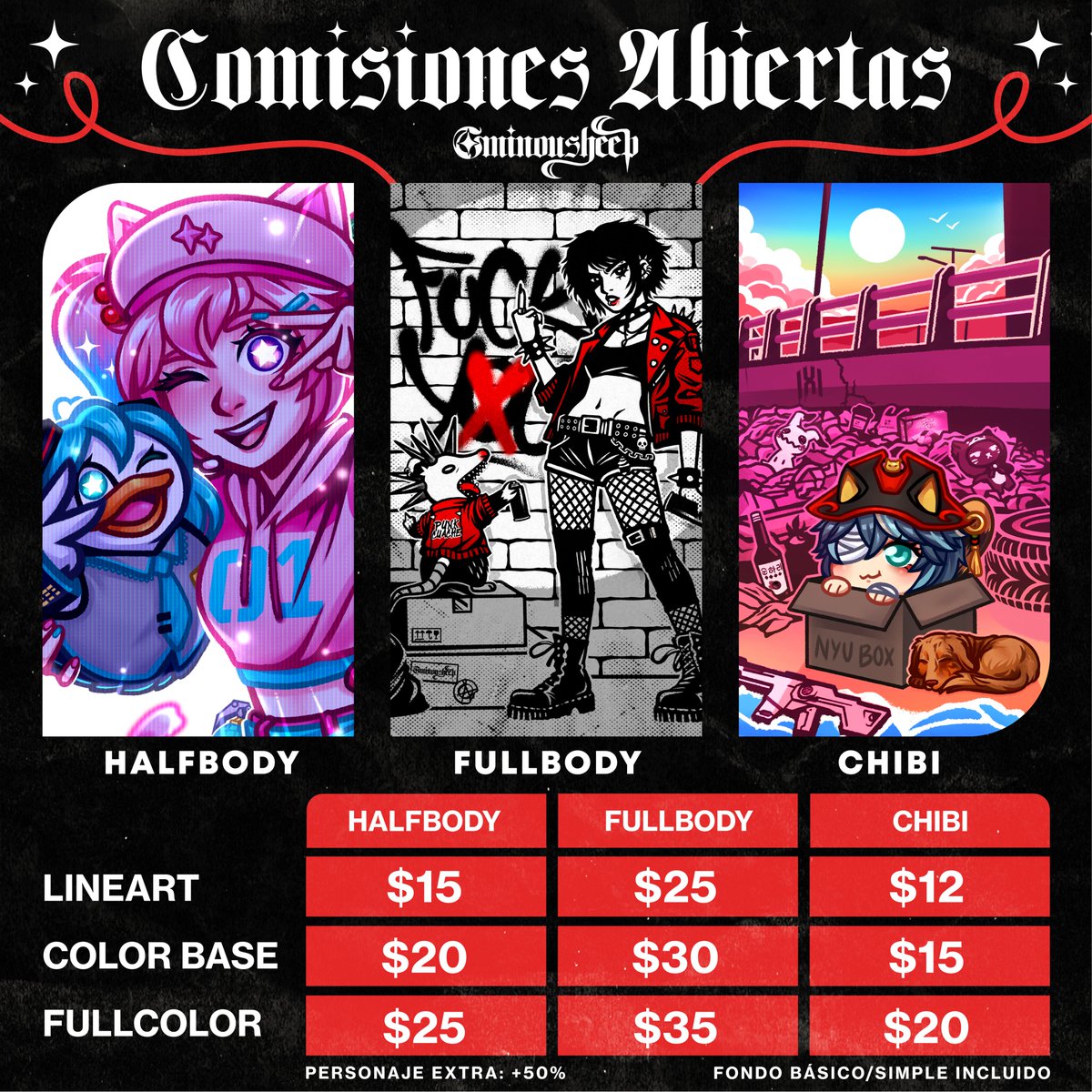 ominousheep's tweet photo. ✨🖤 ¡¡COMISIONES ABIERTAS!! 🖤✨

Cualquier duda o si están interesados, pueden preguntarme por MD. 

#Commission #commissionsopen #commissionart #artcommissions #artwork https://t.co/l3ApF5hP0b