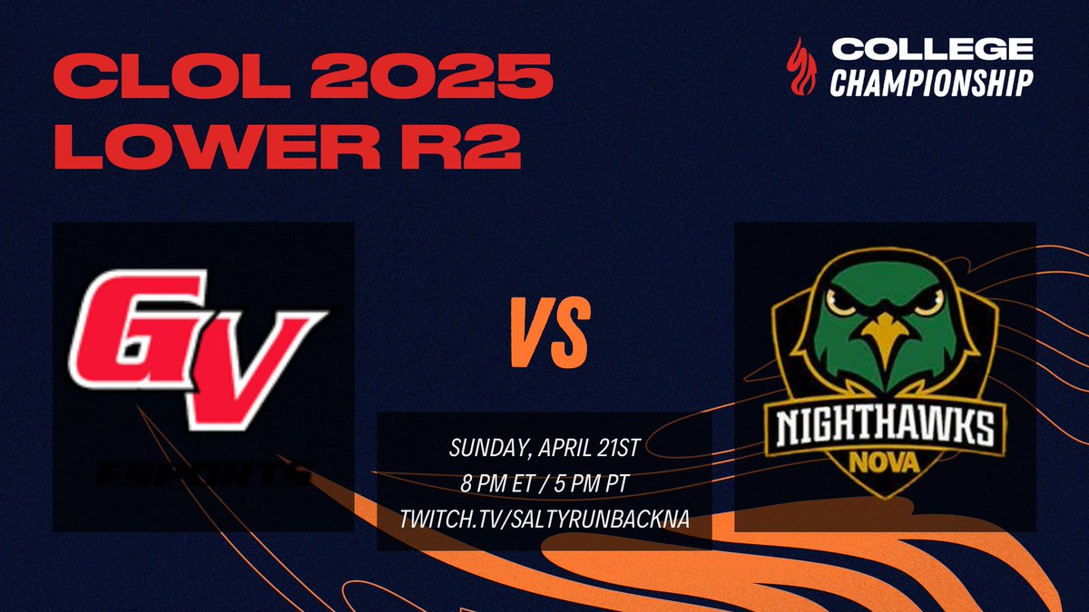 Salty Runback (@saltyrunbackna) on Twitter photo You heard the man!
We're covering some of the lower bracket R2 reschedules on Salty Runback, starting tonight!
Check out <a href="/GVUEsports/">Grand View Esports</a> vs. <a href="/NVCCEsports/">NOVA Nighthawks Esports</a> tonight at 8 ET/5 PT! You heard the man!
We're covering some of the lower bracket R2 reschedules on Salty Runback, starting tonight!
Check out <a href="/GVUEsports/">Grand View Esports</a> vs. <a href="/NVCCEsports/">NOVA Nighthawks Esports</a> tonight at 8 ET/5 PT!