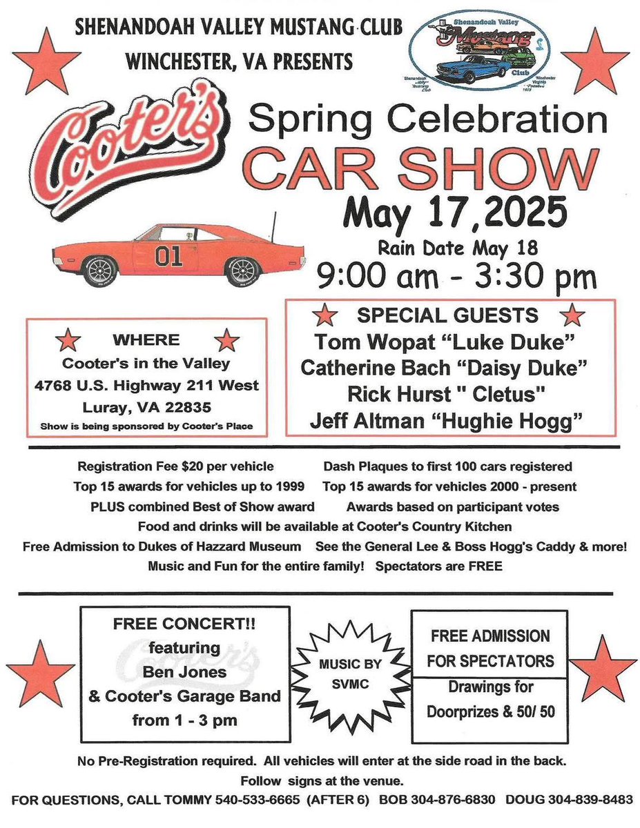 Join Tom at Cooter's in Luray, VA on May 17th! Will you be there?