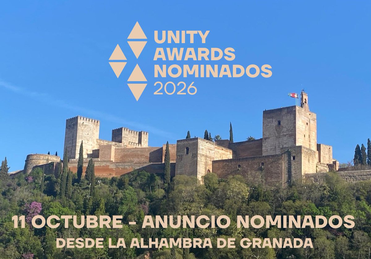 UnityAwards2026's tweet image. 🔴| Oficial:
El Anuncio de los Nominados de este año será el día 11 de octubre a las 18:30pm Hora española desde el Albaicín, con vistas a la Alhambra (Granada).
Categorías: acortar.link/I7HKcp
Camisetas: acortar.link/7WFSya
#UnityAwards2026 #UA2026