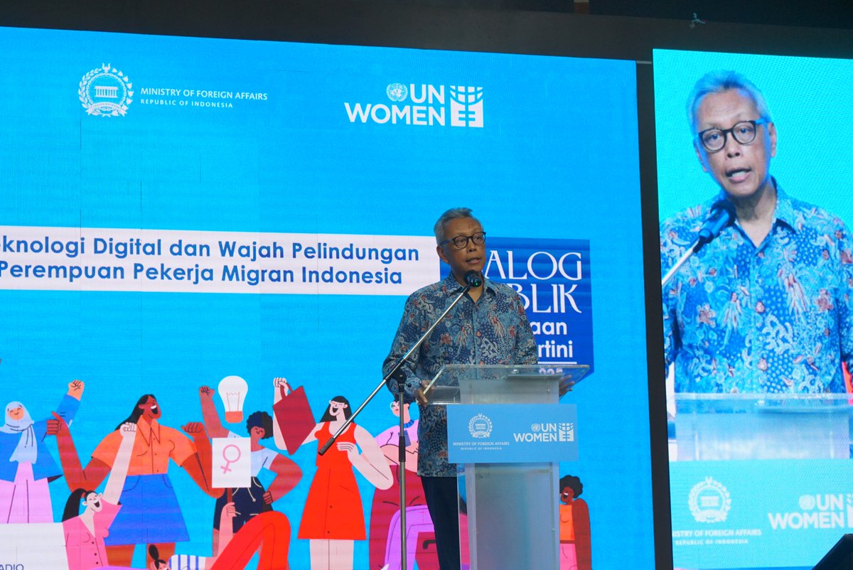 Inovasi teknologi untuk pelindungan perempuan pekerja migran Indonesia! ✨

Di #HariKartini, <a href="/unwomenid/">UN Women Indonesia</a> &amp; @kemlu_ri @peduliWNI menyelenggarakan Dialog Publik "Teknologi Digital dan Wajah Pelindungan Perempuan Pekerja Migran Indonesia" sekaligus meluncurkan chatbot AI SARI.