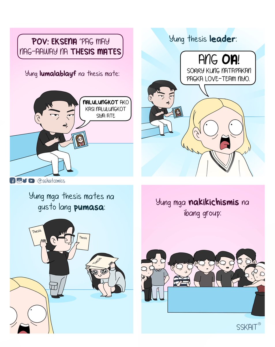 sskaitcomics's tweet image. Aling side ka pag may nag-aaway na thesis mates? 😆 #klarisse #dustin #pbb #PBBCollab3rdNomiDuos