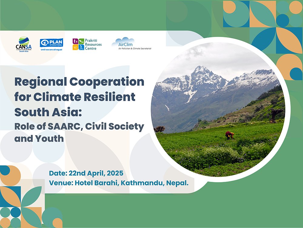 📢 Happening Today!
We're in Kathmandu for a key regional dialogue on Climate Resilience in South Asia 🌏🌱
Focusing on the role of SAARC, civil society &amp; youth in shaping a sustainable, climate-resilient future.
#ClimateAction #SouthAsia #YouthForClimate #SAARC #Resilience