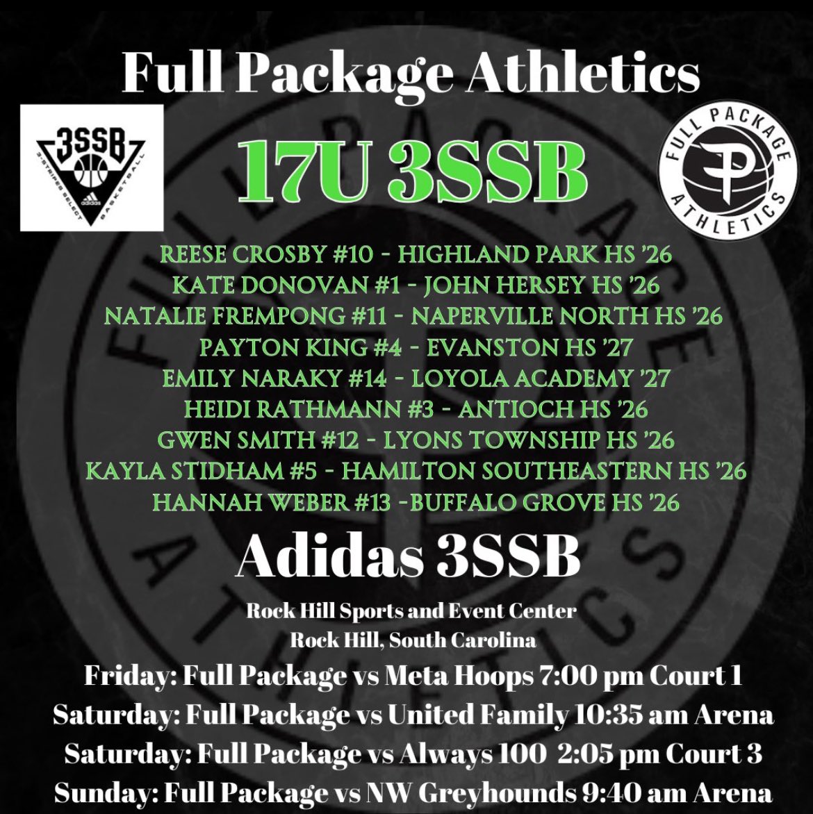 First live event with an awesome team!! Can’t wait!! <a href="/FullPackageGrls/">Full Package Athletics 3SSB Girls</a>