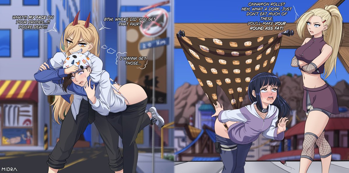 A Hinata and Kobeni comm I got from Midra!
Hinata and Kobeni go in a multiversal infiltration mission, dressed like each other... but things go terribly, embarrassingly wrong...
#NarutoShippuden #ChainsawMan #Wedgie #wedgiegirls #wedgieart #wedgiekink #CalzonChino #NSFW