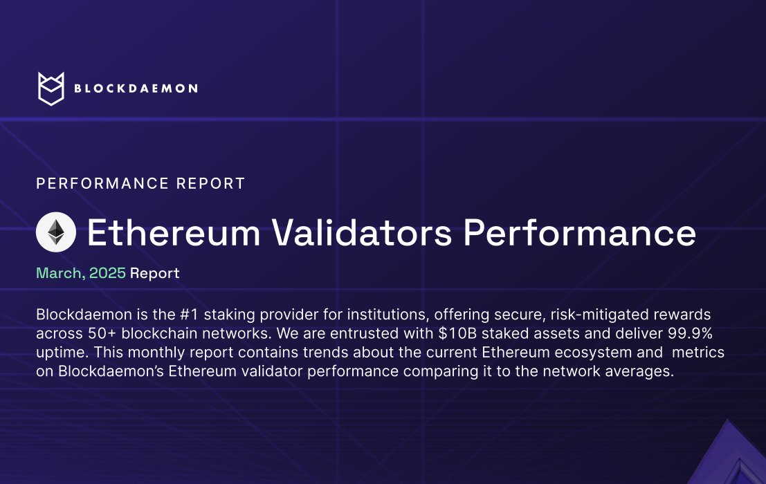 Stay ahead on ETH staking performance. Get Blockdaemon's March 2025 Validator Report - trusted insights for custodians &amp; exchanges. Compare key metrics &amp; network trends. 

Download the data 🔗 bit.ly/42WiFn2
