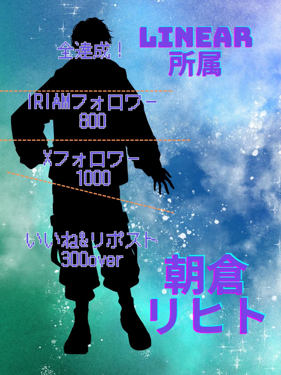 お待たせしました！
#立ち絵公開チャレンジ 
ついに僕、朝倉リヒトの出番です！

RP、いいね、XとIRIAMのフォローのご協力して頂ければ幸いです！
フォロバも必ず行いますので何卒…！

⬇IRIAM⬇
web.iriam.app/s/user/3iz5vlR…

#IRIAM準備中
#IRIAM繋がり隊
#IRIAMライバーさんと繋がりたい 
#拡散希望