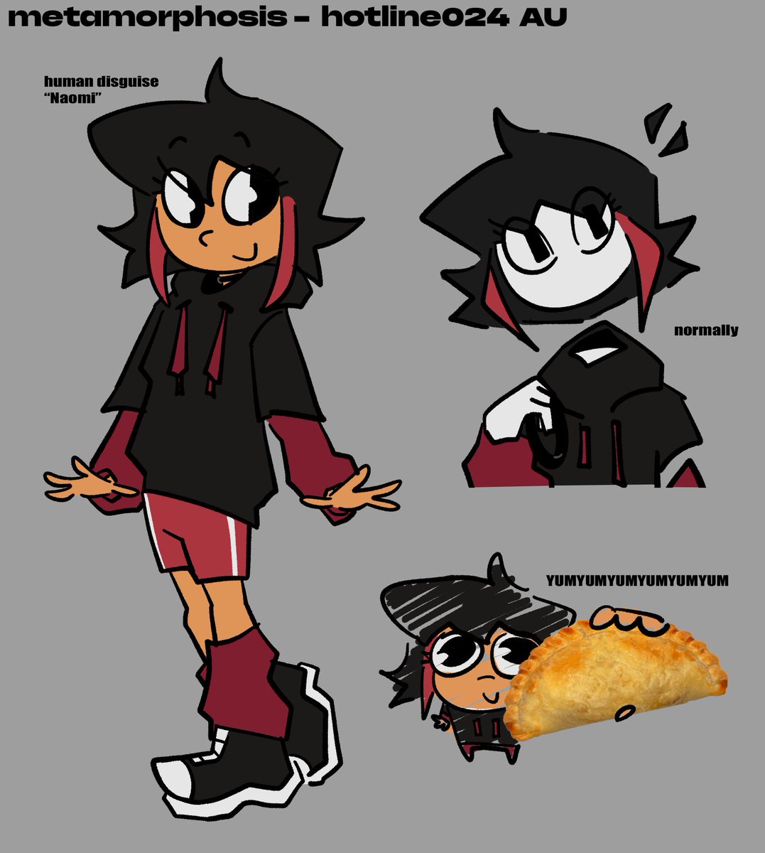 [ METAMORPHOSIS - HOTLINE024 AU ]
Say Hi to Nikku! or her human name.. Naomi! 

I’ll show off Yokki soon but have this silly gal for now 
Any questions can be answered in the comments!! I’ll try not to spill too much lore yet though 👀 
#Hotline024 #au #Hotline024au #Nikku