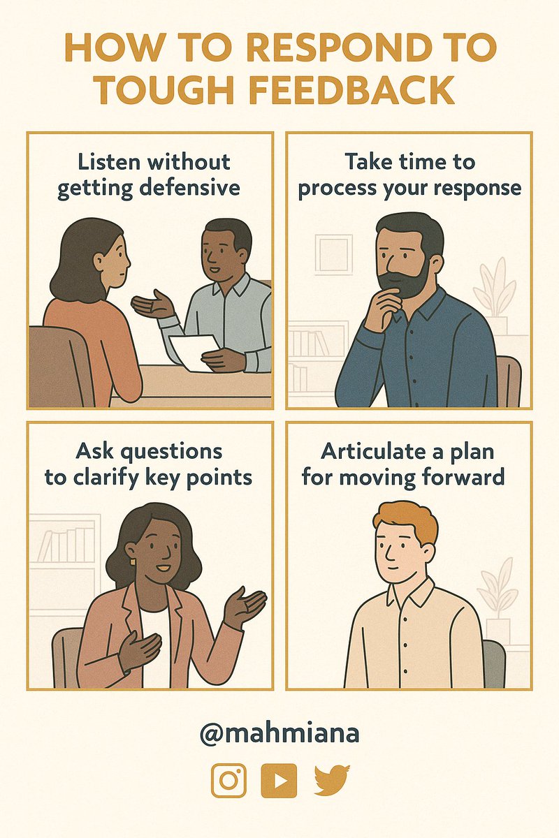 mahmiana's tweet image. Tough feedback isn’t meant to break you.

It’s meant to build your next move—if you know how to respond.

#CareerAdvice #FeedbackTips #WorkplaceGrowth