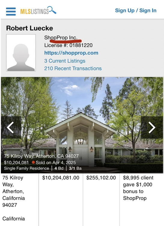 pitdesi's tweet photo. Someone just bought a $10M home in Atherton with a flat fee agent.

They paid $8,995 and got back $245k at closing. 

percentage-based fees for buying are dumb https://t.co/33W5rMHlGM