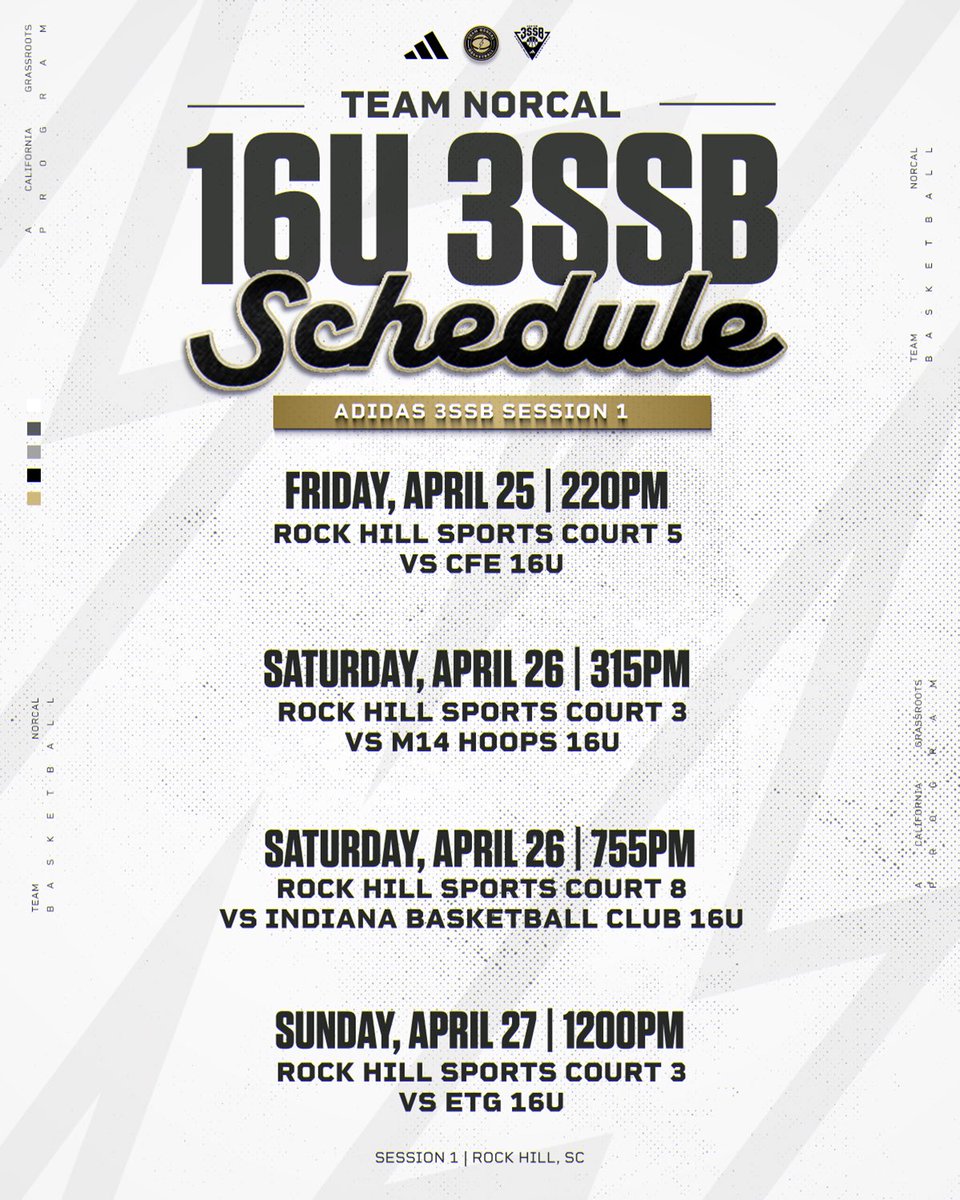 The Schedule for Session 1 3SSB!🔥<a href="/teamnorcalaau/">Team Nor-Cal Basketball</a>