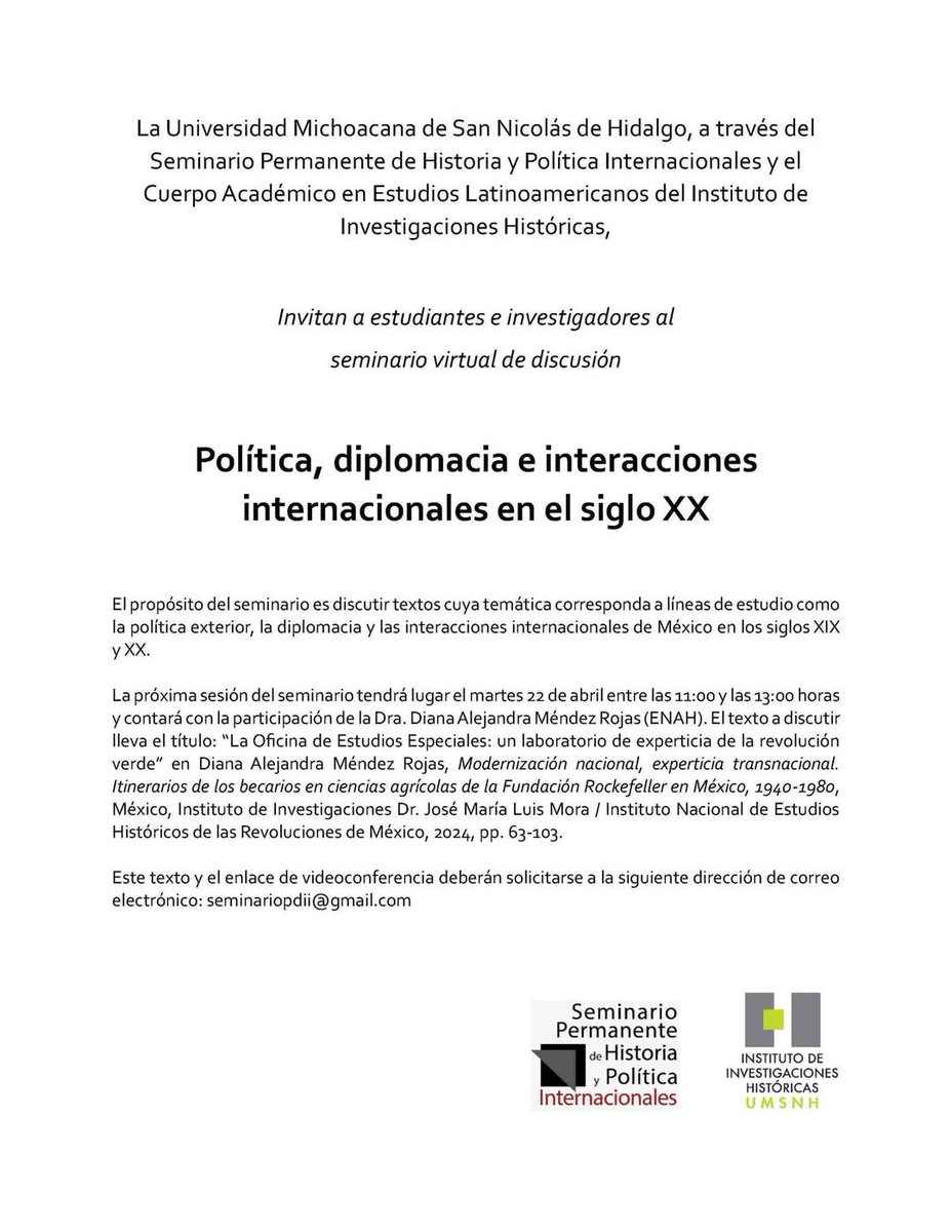 Gracias a la consideración de Itzel Toledo y Fabian Herrera mañana conversaremos sobre agronomía, filantropía y diplomacia. Abierta la invitación. 🤗