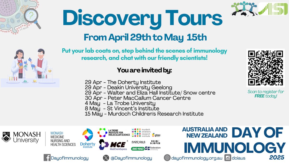 DayofImmunology's tweet photo. Only one week left to sign up to learn more about your incredible immune system!
https://t.co/wme0d1FAoN #DayOfImmunnology @ASImmunology @MonashUni https://t.co/ZcgkpIHyKn